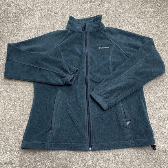 Columbia Benton Springs Fleece Jacket Womens Large Blue Full Zip Pocket Outdoor - Picture 1 of 12